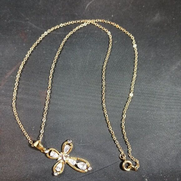 Cross Gold Tone Women's Necklace - Picture 5 of 11